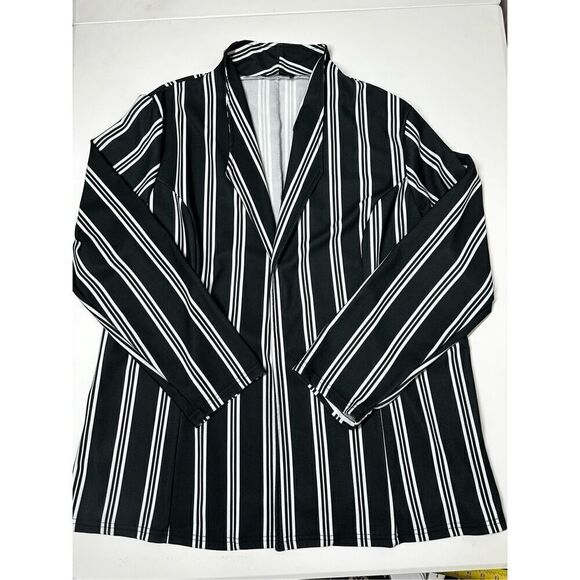 Lily by Firmiana Striped Black White Blazer Cardigan Open Front Size 3XL - Picture 6 of 11